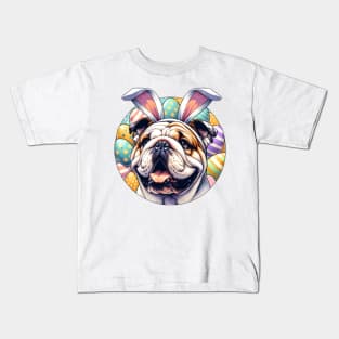 Easter Fun with English Bulldog in Bunny Ears Kids T-Shirt